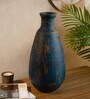 (1Pc) Navy Blue Terracotta Vase For Table Decor