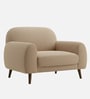 Elegant Velvet Fabric 1 Seater Sofa In Beige Color