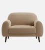 Elegant Velvet Fabric 1 Seater Sofa In Beige Color