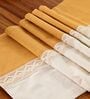 Pure Cotton & Crochet 14X60 Inches Table Runner In Mustard & Off White