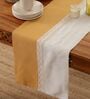Pure Cotton & Crochet 14X60 Inches Table Runner In Mustard & Off White