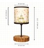 Elegant Wooden Base Table Lamp with Floral Printed Fabric Shade