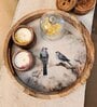 Elegant Wooden Decorative Tray with Charming Bird Accents