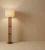 Elegant Wooden Floor Lamp with Jute Shade & Brown Base