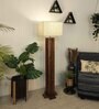 Elegant Wooden Floor Lamp with Jute Shade & Brown Base