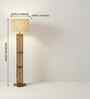 Elegant Wooden Floor Lamp with Jute Shade & Brown Base