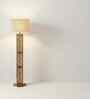 Elegant Wooden Floor Lamp with Jute Shade & Brown Base