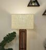 Elegant Wooden Floor Lamp with Jute Shade & Brown Base