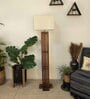 Elegant Wooden Floor Lamp with Jute Shade & Brown Base