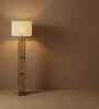 Elegant Wooden Floor Lamp with Jute Shade & Brown Base