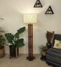 Elegant Wooden Floor Lamp with Jute Shade & Brown Base