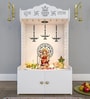 Elegant Wooden Floor Pooja Mandir with Laser-Cut Design with Storage Cabinet