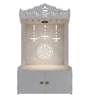 Elegant Wooden Floor Pooja Mandir with Laser-Cut Design with Storage Cabinet