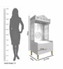 Elegant Wooden Floor Pooja Mandir with Laser-Cut Design with Storage Cabinet