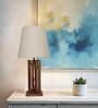 Elegant Wooden Table Lamp with Jute Shade & Brown Base