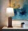 Elegant Wooden Table Lamp with Jute Shade & Brown Base