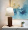 Elegant Wooden Table Lamp with Jute Shade & Brown Base