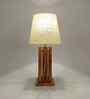 Elegant Wooden Table Lamp with Jute Shade & Brown Base