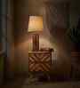 Elegant Wooden Table Lamp with Jute Shade & Brown Base