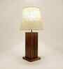 Elegant Wooden Table Lamp with Jute Shade & Brown Base