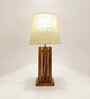Elegant Wooden Table Lamp with Jute Shade & Brown Base