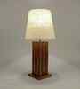 Elegant Wooden Table Lamp with Jute Shade & Brown Base