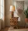 Elegant Wooden Table Lamp with Jute Shade & Brown Base