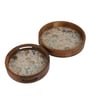 Elegant Wooden Tray Set   Bird & Blossom Design (Set of 2)