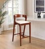 Eleganza Solid Wood Bar Stool In Beige & Walnut Colour