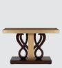Eleganza Solid Wood Console Table in Brown Silver Colour