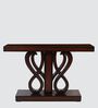 Eleganza Solid Wood Console Table in Brown Silver Colour