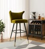 Eleganza Velvet Winged Bar Chair in Olive Colour