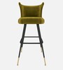 Eleganza Velvet Winged Bar Chair in Olive Colour