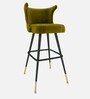 Eleganza Velvet Winged Bar Chair in Olive Colour