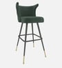 Eleganza Velvet Winged Bar Chair With Gold Accents In Green Colour