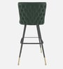 Eleganza Velvet Winged Bar Chair With Gold Accents In Green Colour