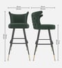 Eleganza Velvet Winged Bar Chair With Gold Accents In Green Colour