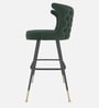 Eleganza Velvet Winged Bar Chair With Gold Accents In Green Colour