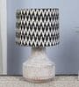 Elegent Mangowood Table Lamp With Chevron Print Satin Shade