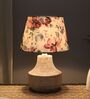 Elegent Mangowood Table Lamp With Cobra Saffron Print Satin Shade