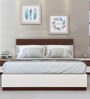 Element King Size Bed in White & Walnut Finish with Hydraulic Storage