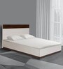 Element King Size Bed in White & Walnut Finish with Hydraulic Storage
