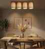 Elementary 4 Lights Beige and Brown Solid Wood Flush Mounted Ceiling Light