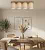Elementary 4 Lights Beige and Brown Solid Wood Flush Mounted Ceiling Light