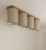 Elementary 4 Lights Beige and Brown Solid Wood Flush Mounted Ceiling Light