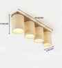 Elementary 4 Lights Beige and Brown Solid Wood Flush Mounted Ceiling Light
