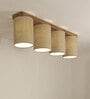 Elementary 4 Lights Beige and Brown Solid Wood Flush Mounted Ceiling Light