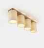 Elementary 4 Lights Beige and Brown Solid Wood Flush Mounted Ceiling Light