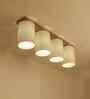 Elementary 4 Lights Beige and Brown Solid Wood Flush Mounted Ceiling Light