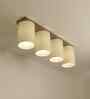 Elementary 4 Lights Beige and Brown Solid Wood Flush Mounted Ceiling Light